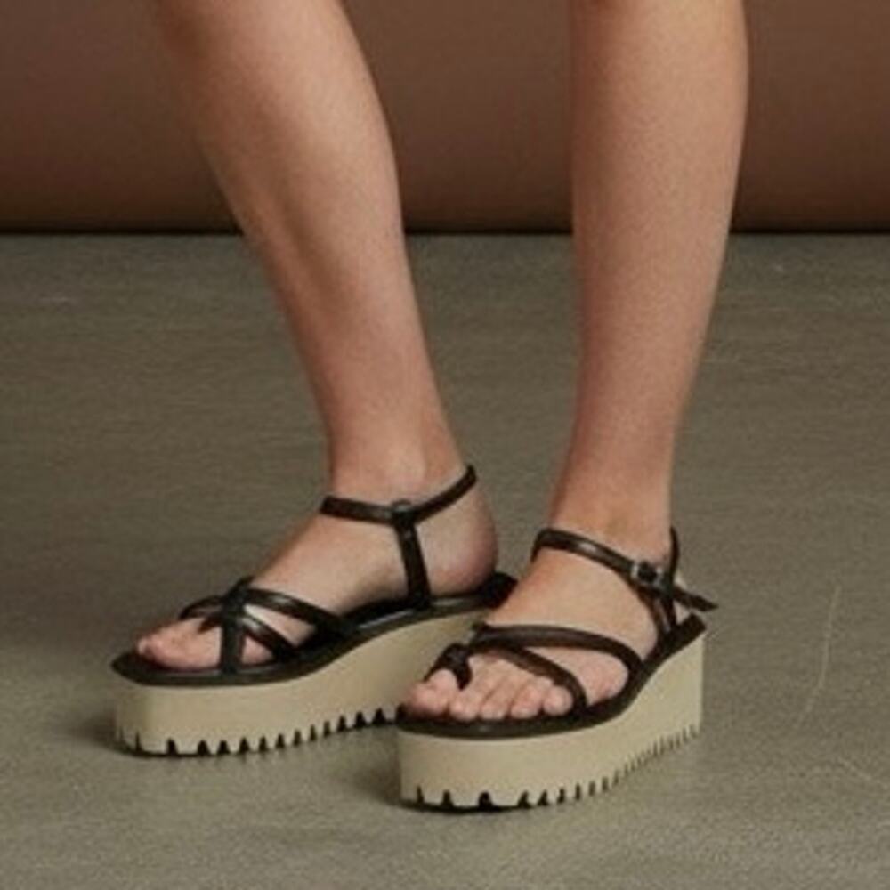All Black Flatform Sandals sz 38